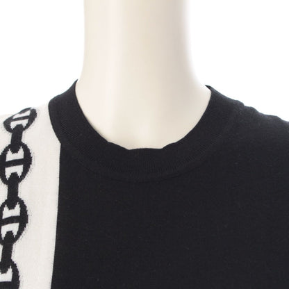 Hermes Cashmere Silk Chaine D'ancre Bicolor Sleeveless Dress Black White 40 — view 5