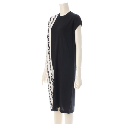 Hermes Cashmere Silk Chaine D'ancre Bicolor Sleeveless Dress Black White 40 — view 2