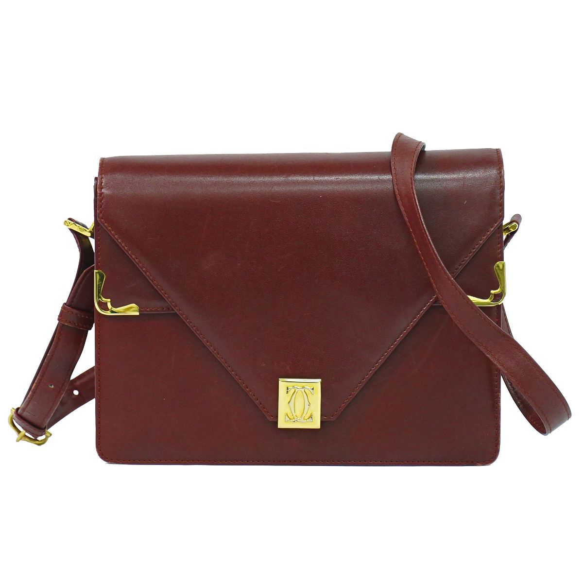 Cartier Must Line Shoulder Bag Pochette Leather Bordeaux