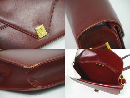 Cartier Must Line Shoulder Bag Pochette Leather Bordeaux — view 8