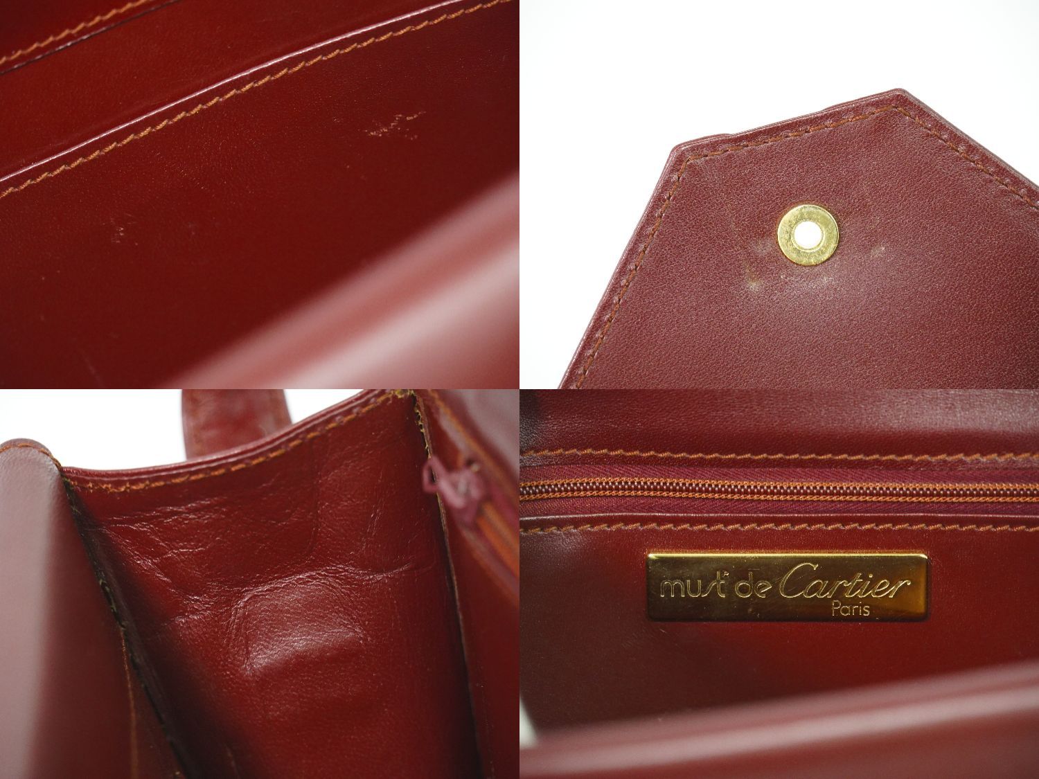 Cartier Must Line Shoulder Bag Pochette Leather Bordeaux — view 9
