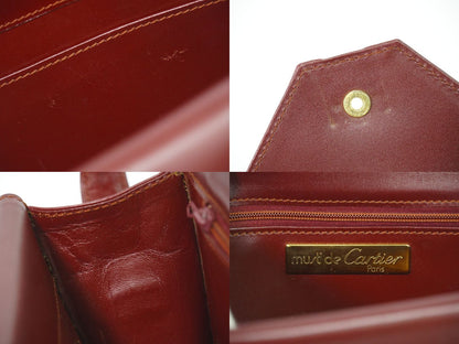 Cartier Must Line Shoulder Bag Pochette Leather Bordeaux — view 9