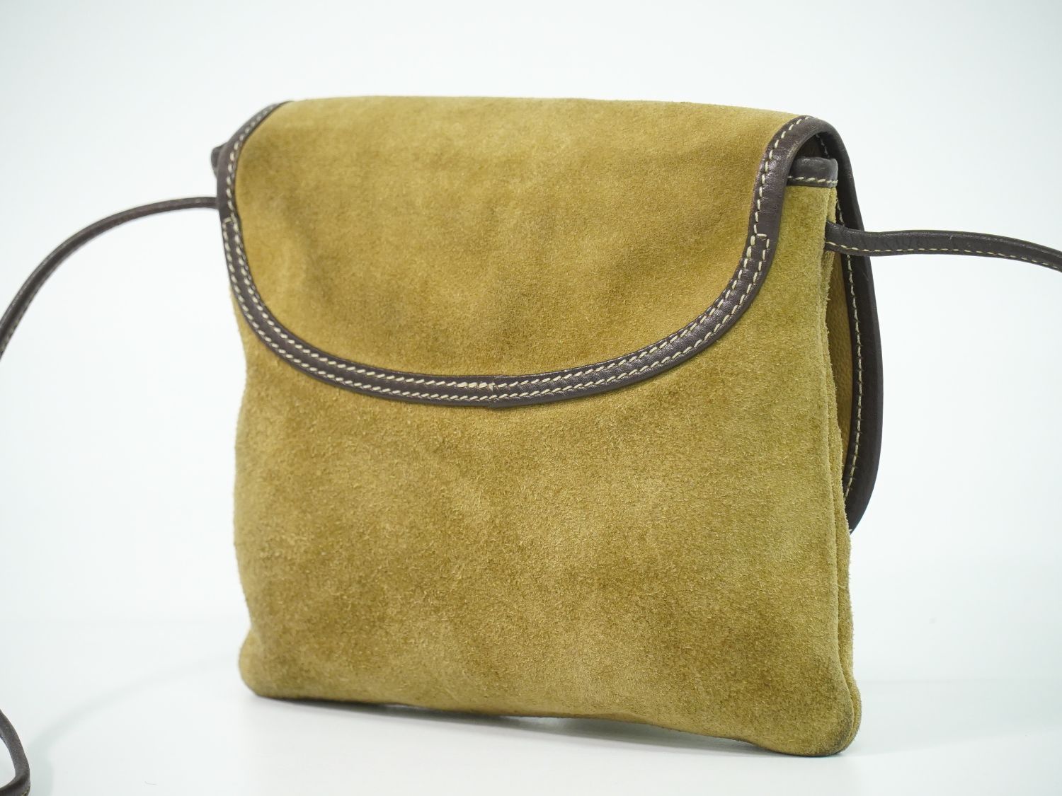 Loewe Anagram Shoulder Bag Pochette Suede Leather Brown — view 2