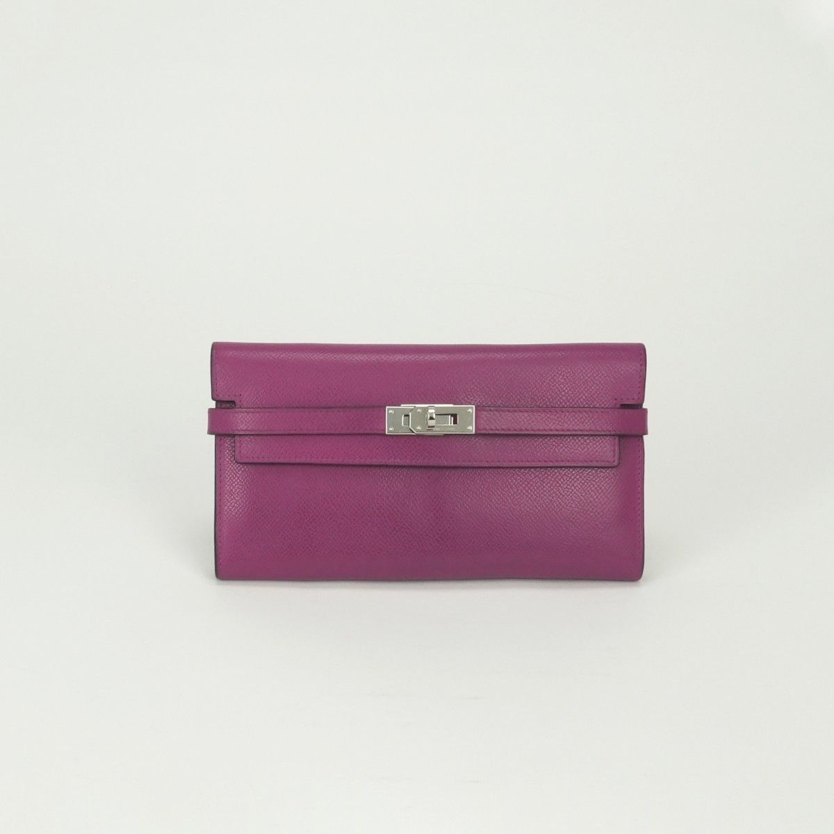 Hermes Kelly Wallet Epsom Rosepurple Pink Purple Silver