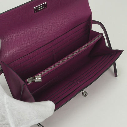 Hermes Kelly Wallet Epsom Rosepurple Pink Purple Silver — view 5