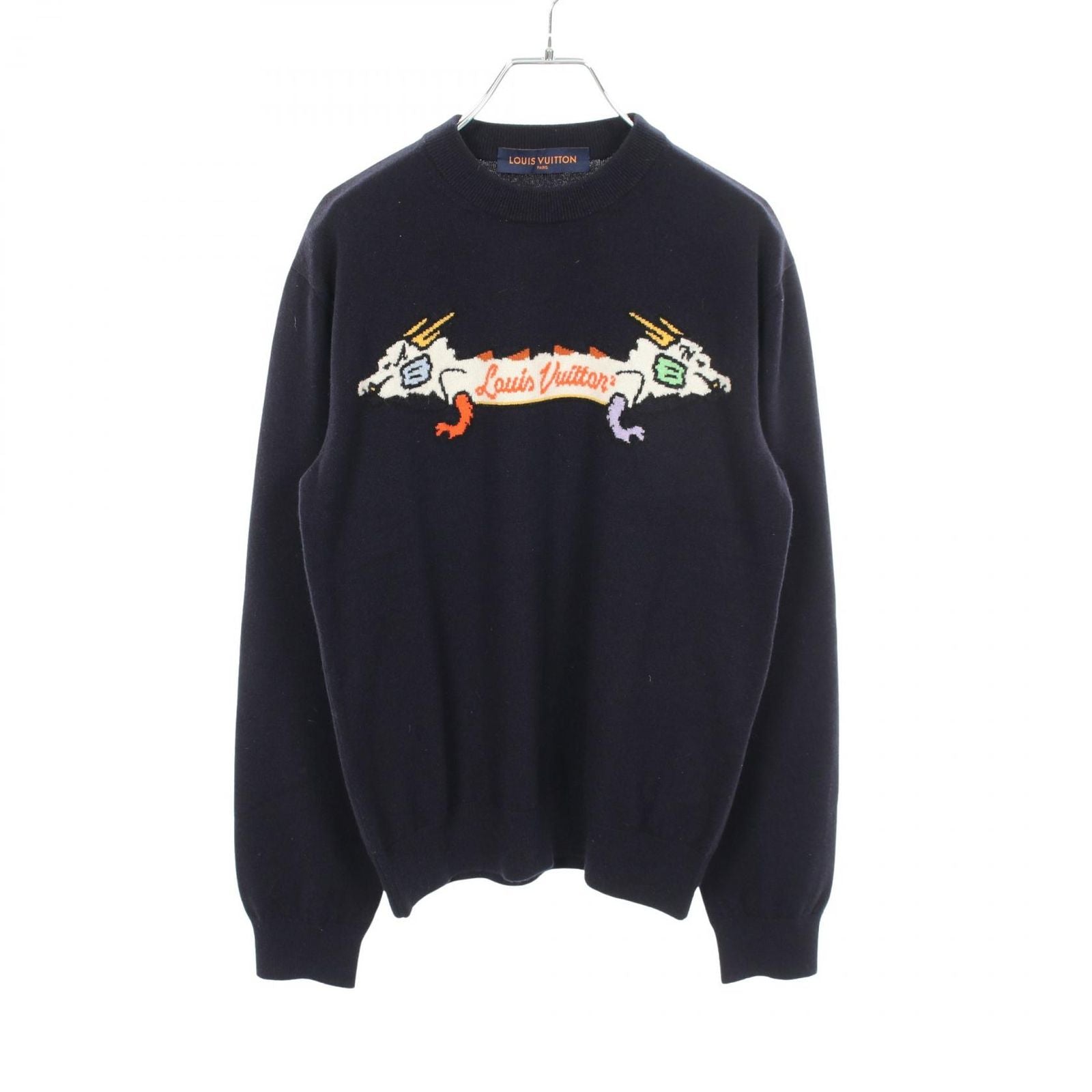 Louis Vuitton Knit Intarsia Jacquard Dragon Graphic Dlb Navy Cashmere Sweater