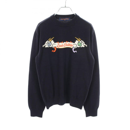 Louis Vuitton Knit Intarsia Jacquard Dragon Graphic Dlb Navy Cashmere Sweater