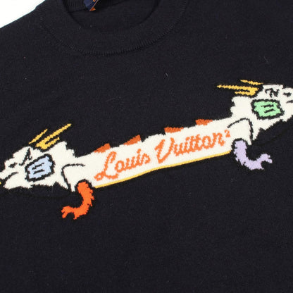 Louis Vuitton Knit Intarsia Jacquard Dragon Graphic Dlb Navy Cashmere Sweater — view 8