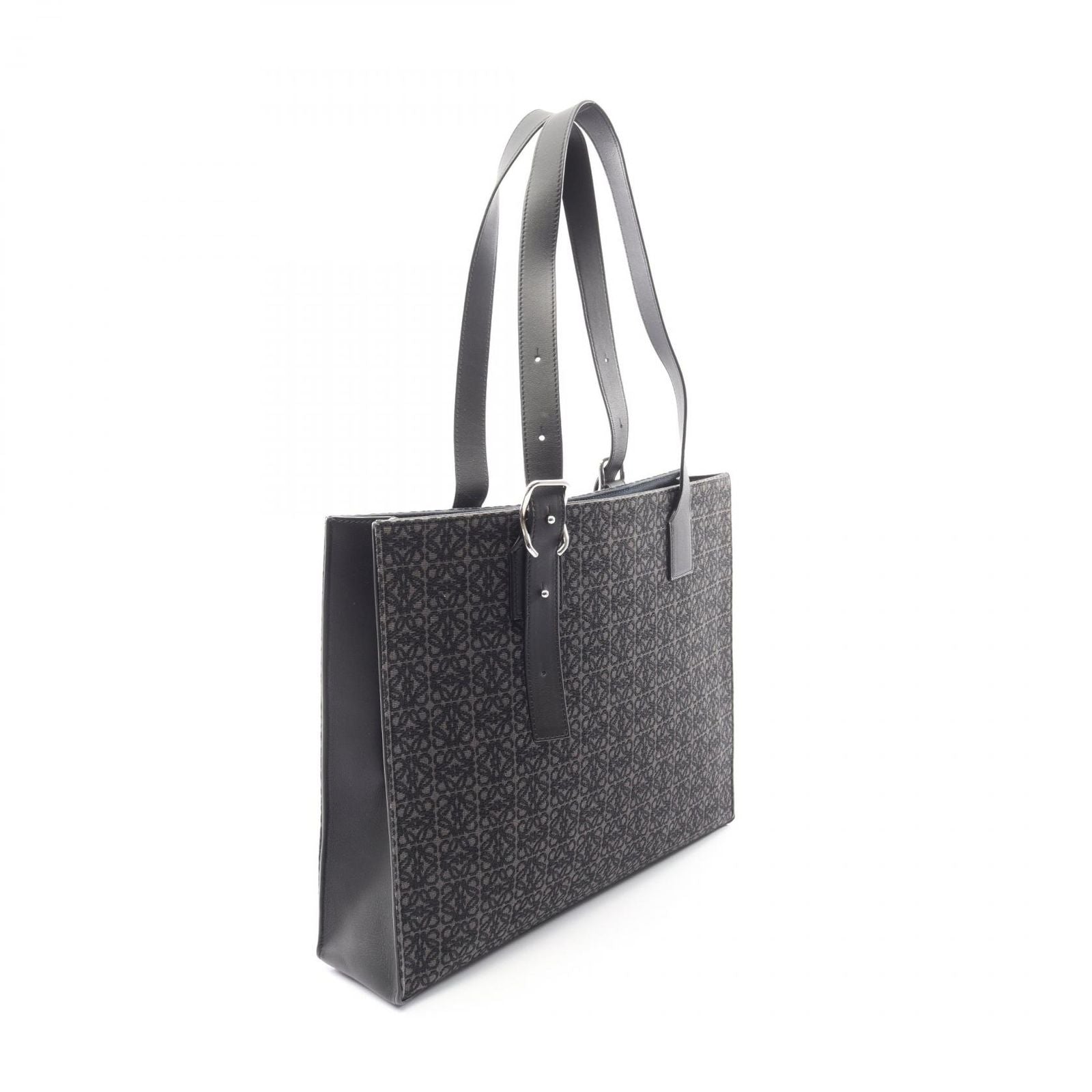 Loewe Tote Buckle Horizontal Anagram Black Canvas Leather — view 2