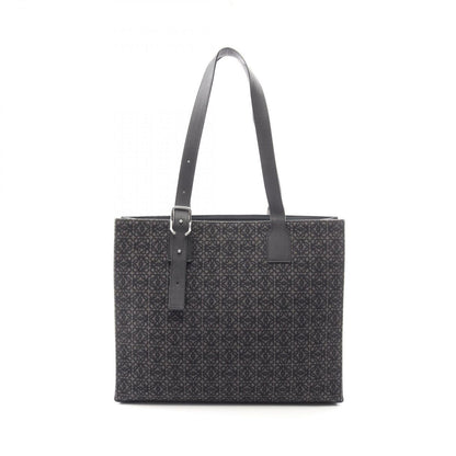 Loewe Tote Buckle Horizontal Anagram Black Canvas Leather