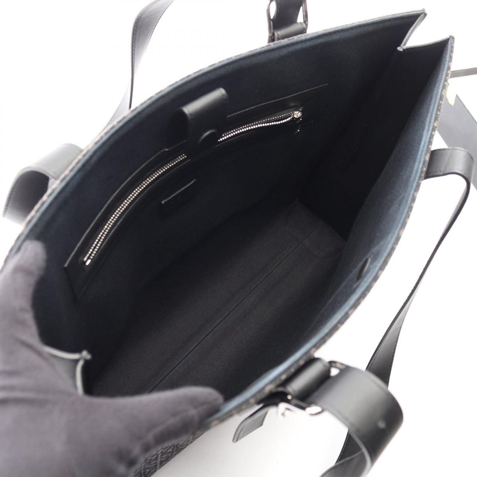 Loewe Tote Buckle Horizontal Anagram Black Canvas Leather — view 3