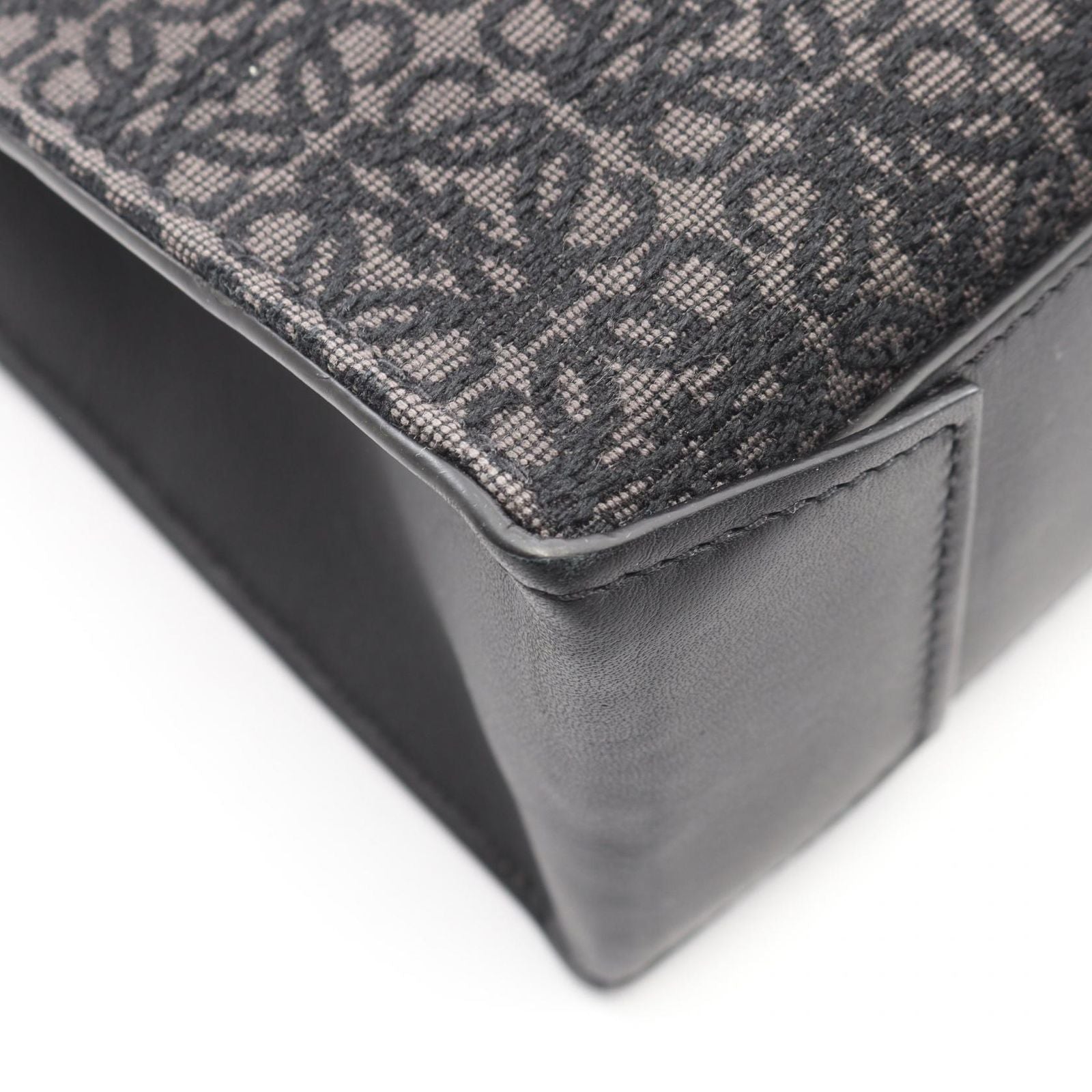 Loewe Tote Buckle Horizontal Anagram Black Canvas Leather — view 6