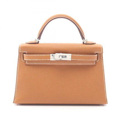 Hermes Handbag Mini Kelly 2 Gold Sellier 2-Way Leather