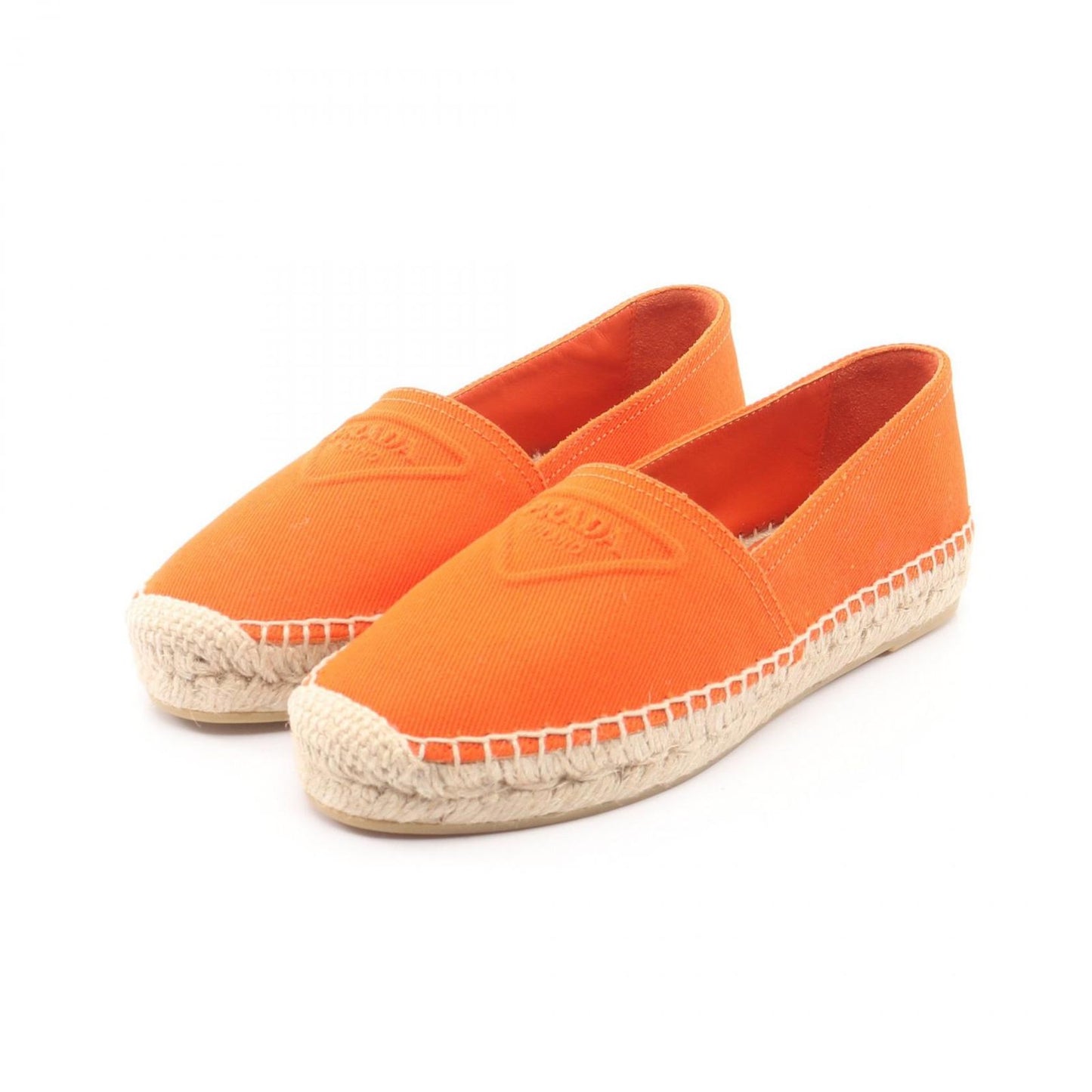 Prada Slip Ons Triangle Logo Espadrilles Canvas Slipper