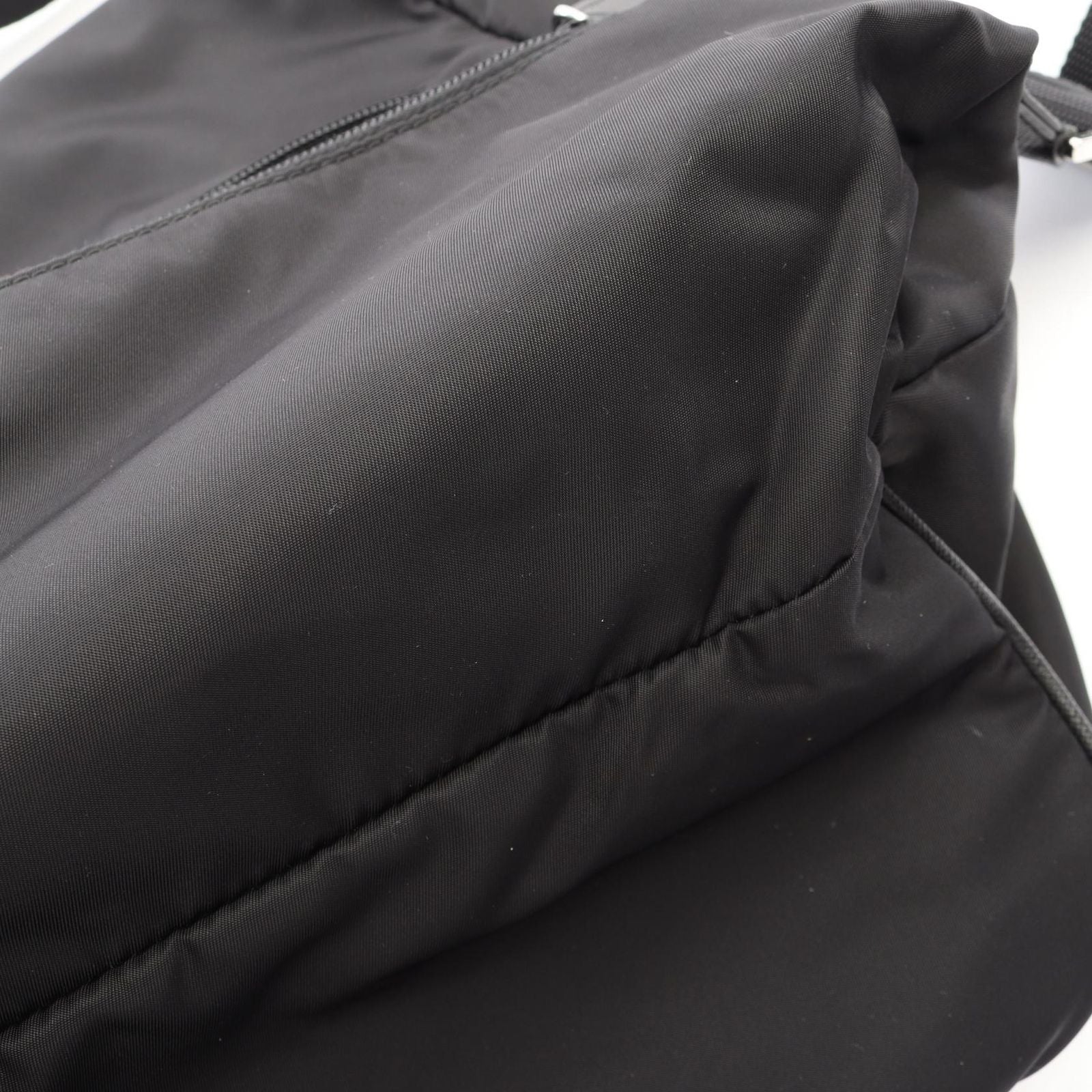 Prada Shoulder Bag Re-Nylon Black Nylon Saffiano Leather Triangle Logo — view 7