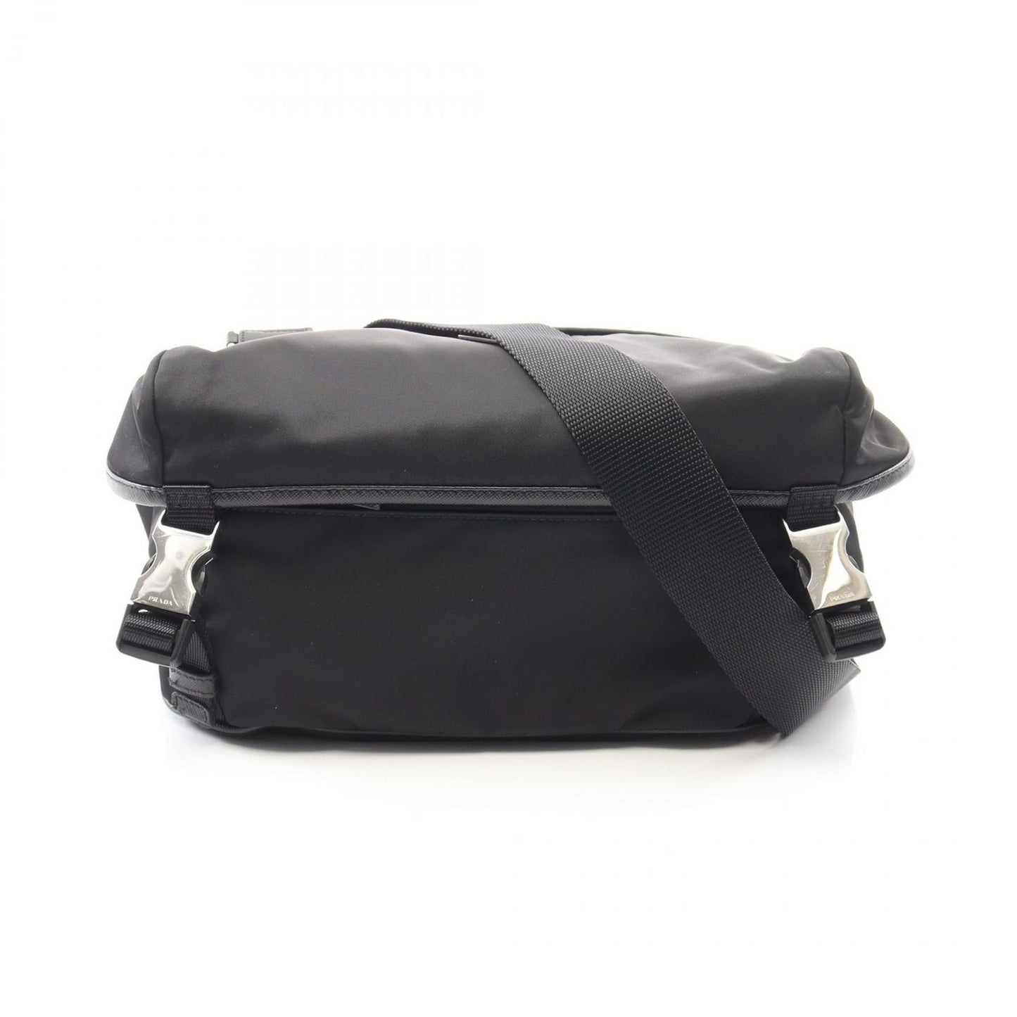 Prada Shoulder Bag Re-Nylon Black Nylon Saffiano Leather Triangle Logo