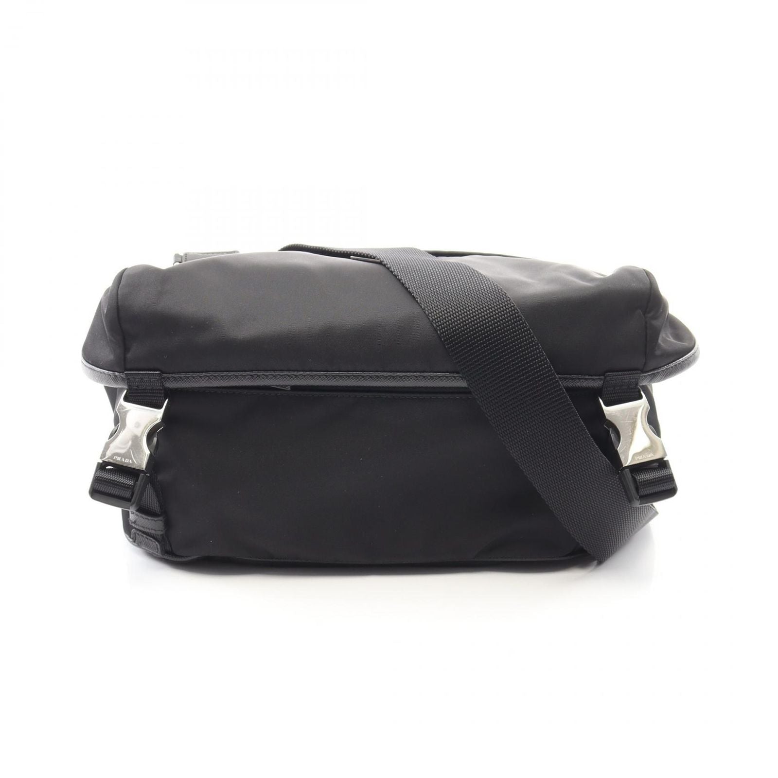 Prada Shoulder Bag Re-Nylon Black Nylon Saffiano Leather Triangle Logo