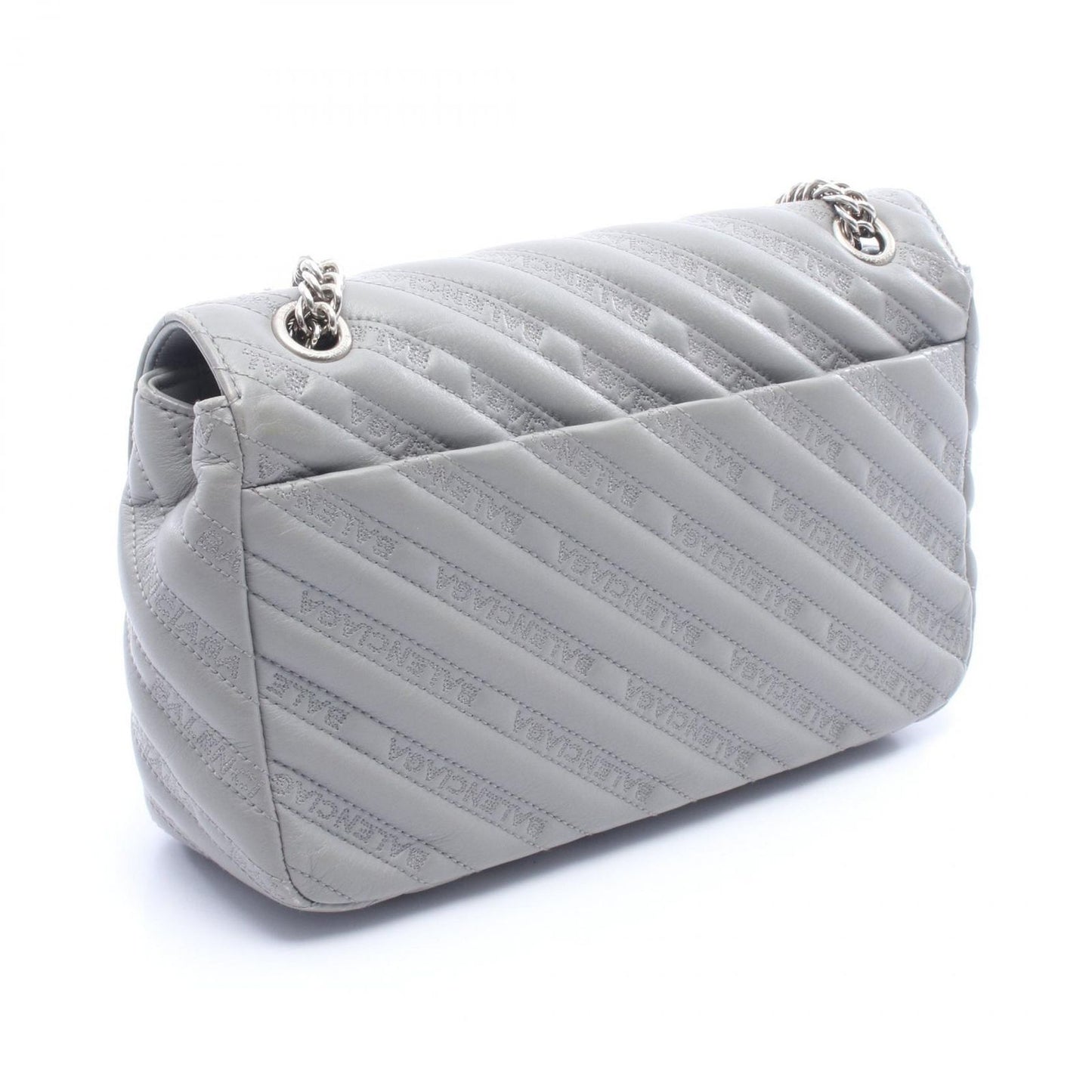 Balenciaga Shoulder Bag BB Round Gray Leather BB Chain — view 2