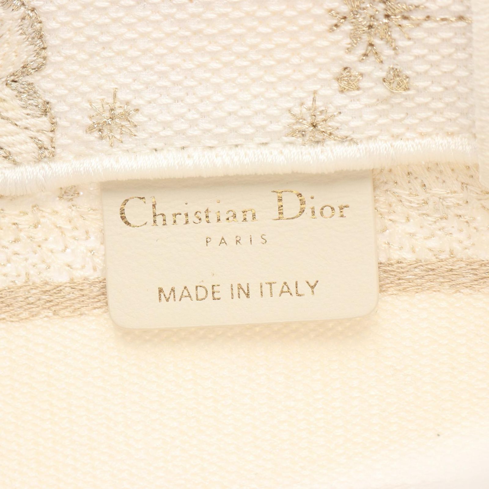 Dior Tote Book Mini Butterfly 2-Way White Champagne Gold Canvas Zodiac — view 4