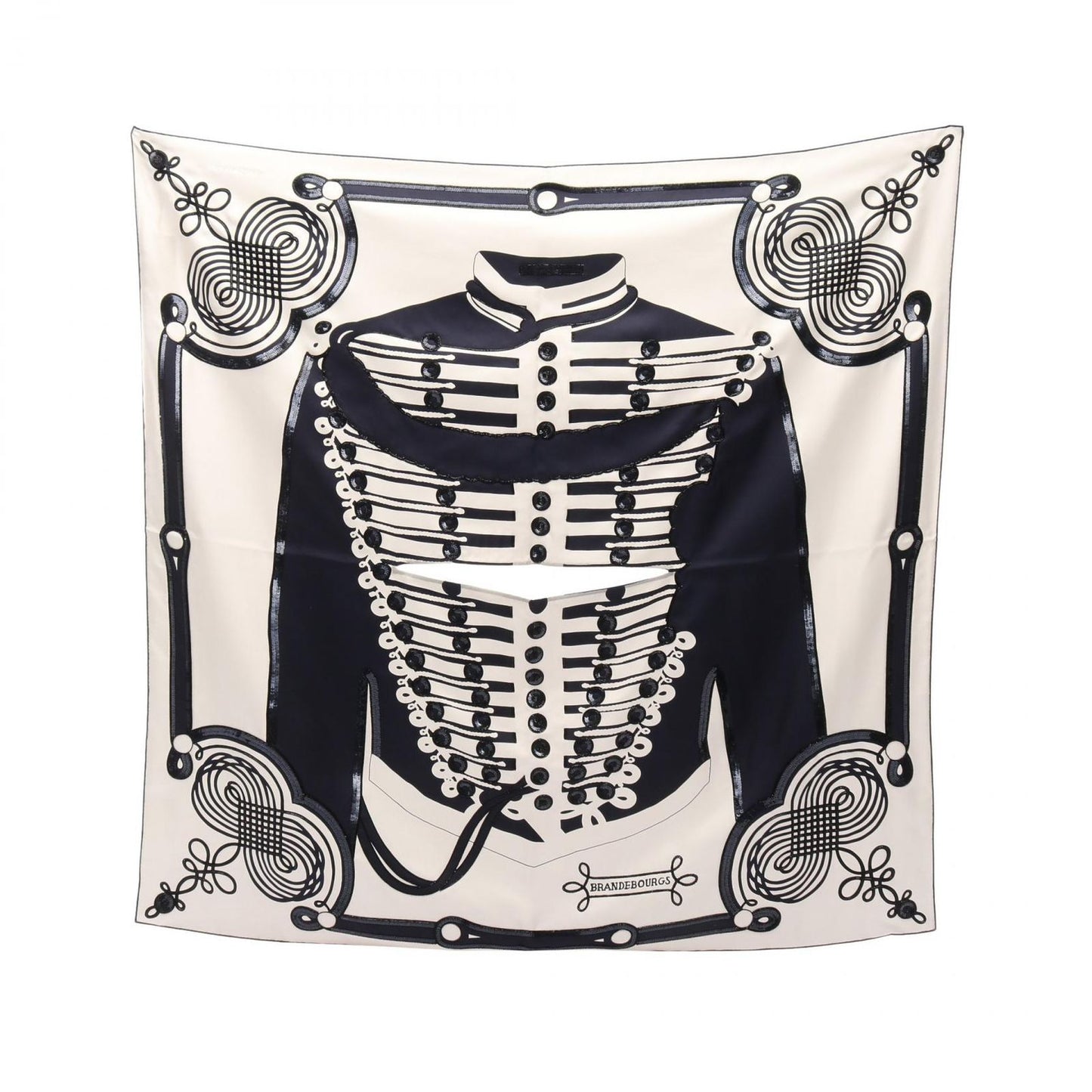 Hermes Scarf Carre Preche Brandebourgs Tattoo Beads Sequins Silk