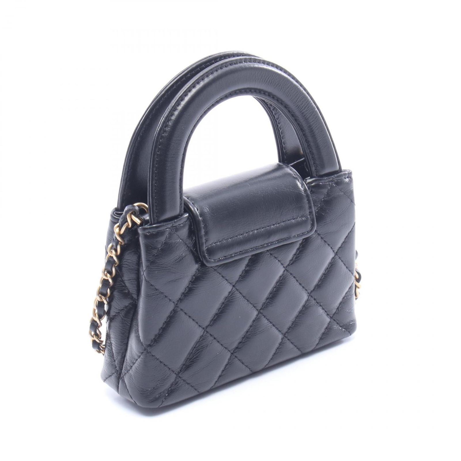 Chanel Shoulder Bag Quilted Black Lambskin Mini Shopping — view 2