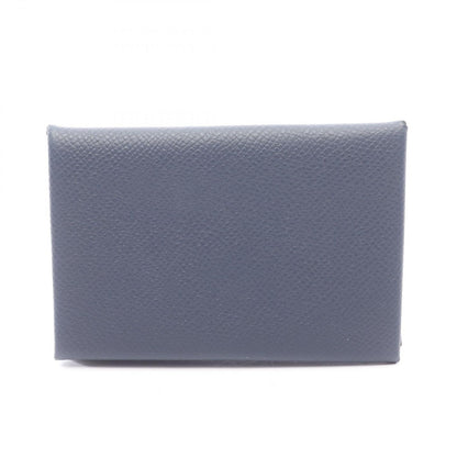 Hermes Coin Case Calvi Blue Nuit Leather
