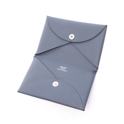 Hermes Coin Case Calvi Blue Nuit Leather — view 4