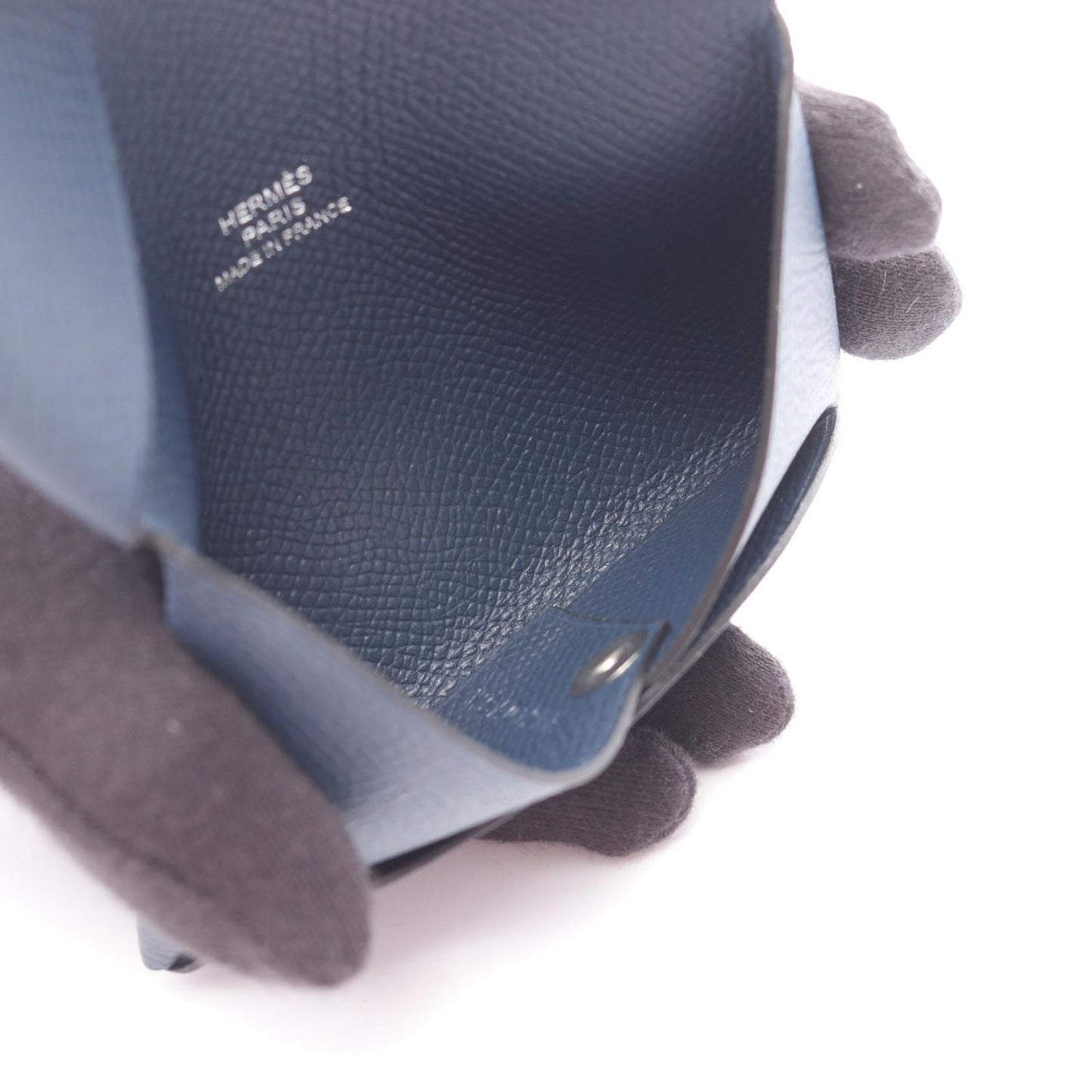 Hermes Coin Case Calvi Blue Nuit Leather — view 3
