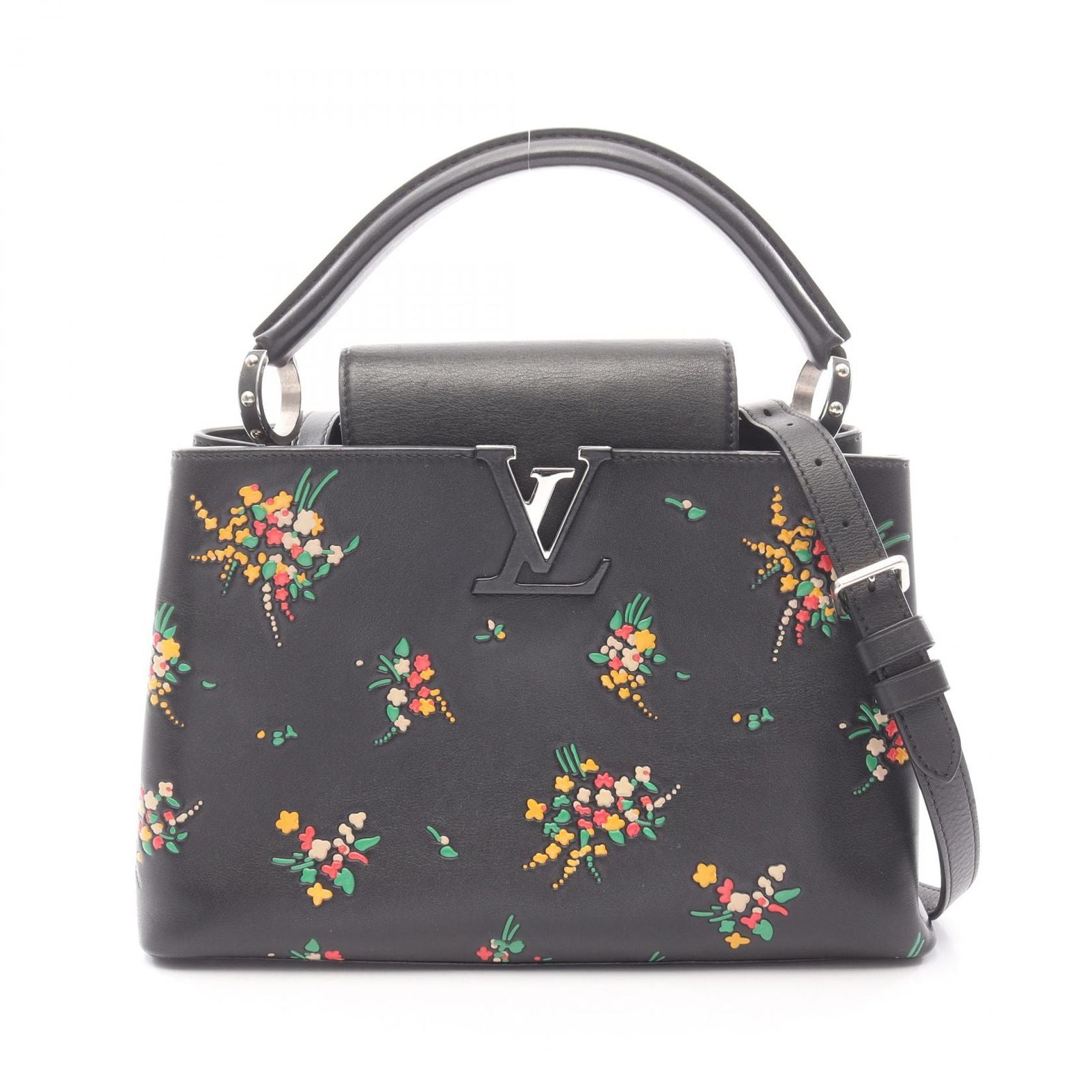 Louis Vuitton Handbag Capucines PM Blossom 2-Way Noir Floral Leather