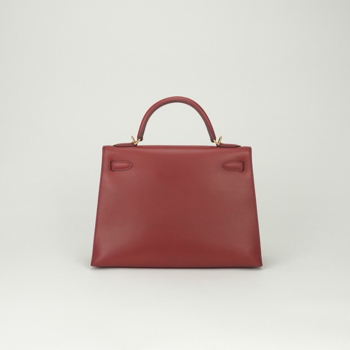 Hermes Kelly 32 Tote Shoulder Bag Box Calf Rougecasaque Red Gold 2-Way — view 3
