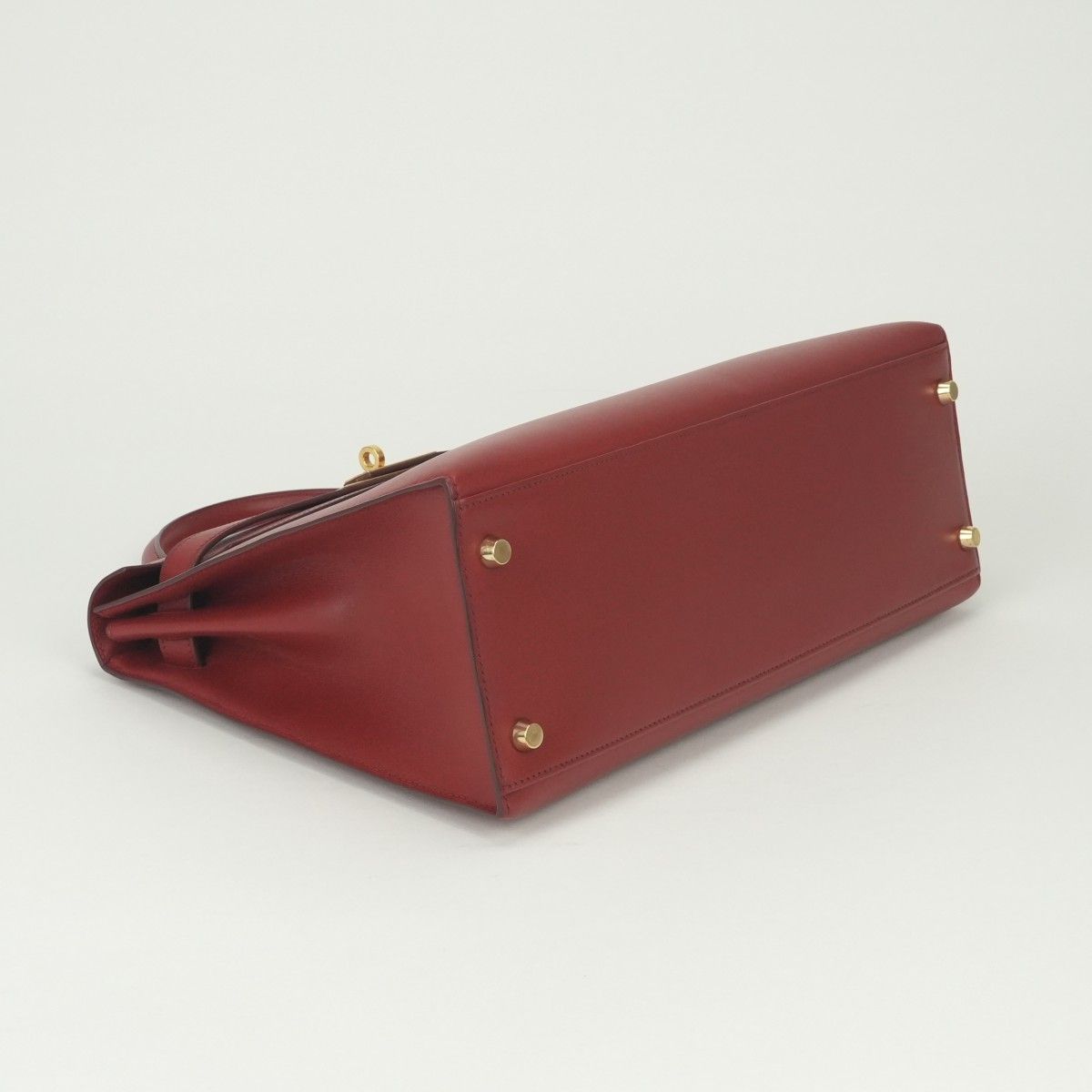 Hermes Kelly 32 Tote Shoulder Bag Box Calf Rougecasaque Red Gold 2-Way — view 6