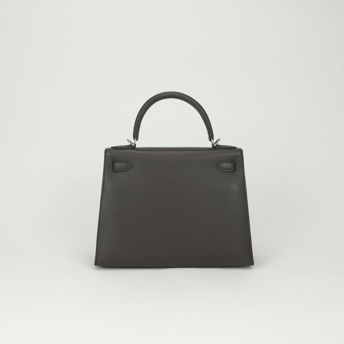 Hermes Kelly 28 Tote Shoulder Bag Epsom Chocolat Brown Silver Veau 2-Way Sellier — view 3
