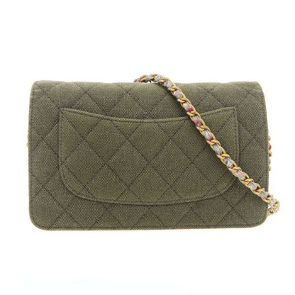 Chanel Quilted Chain Shoulder Bag Khaki — view 3