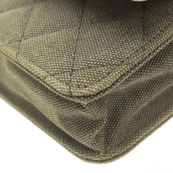 Chanel Quilted Chain Shoulder Bag Khaki — view 4