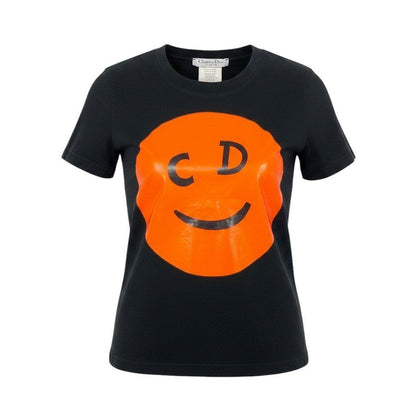 Dior Short Sleeve T-Shirt CD Smile Galliano Era Top 36 Black Orange Cotton 100%
