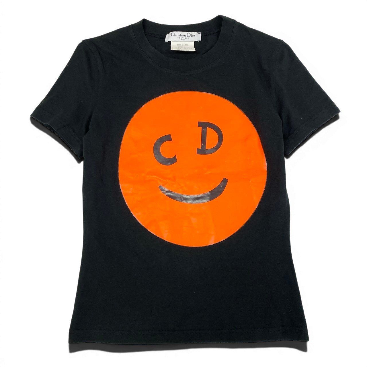 Dior Short Sleeve T-Shirt CD Smile Galliano Era Top 36 Black Orange Cotton 100% — view 2