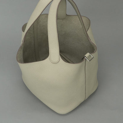 Hermes Picotin Lock MM 22 Tote Taurillon Clemence Cles Craie White Silver — view 7