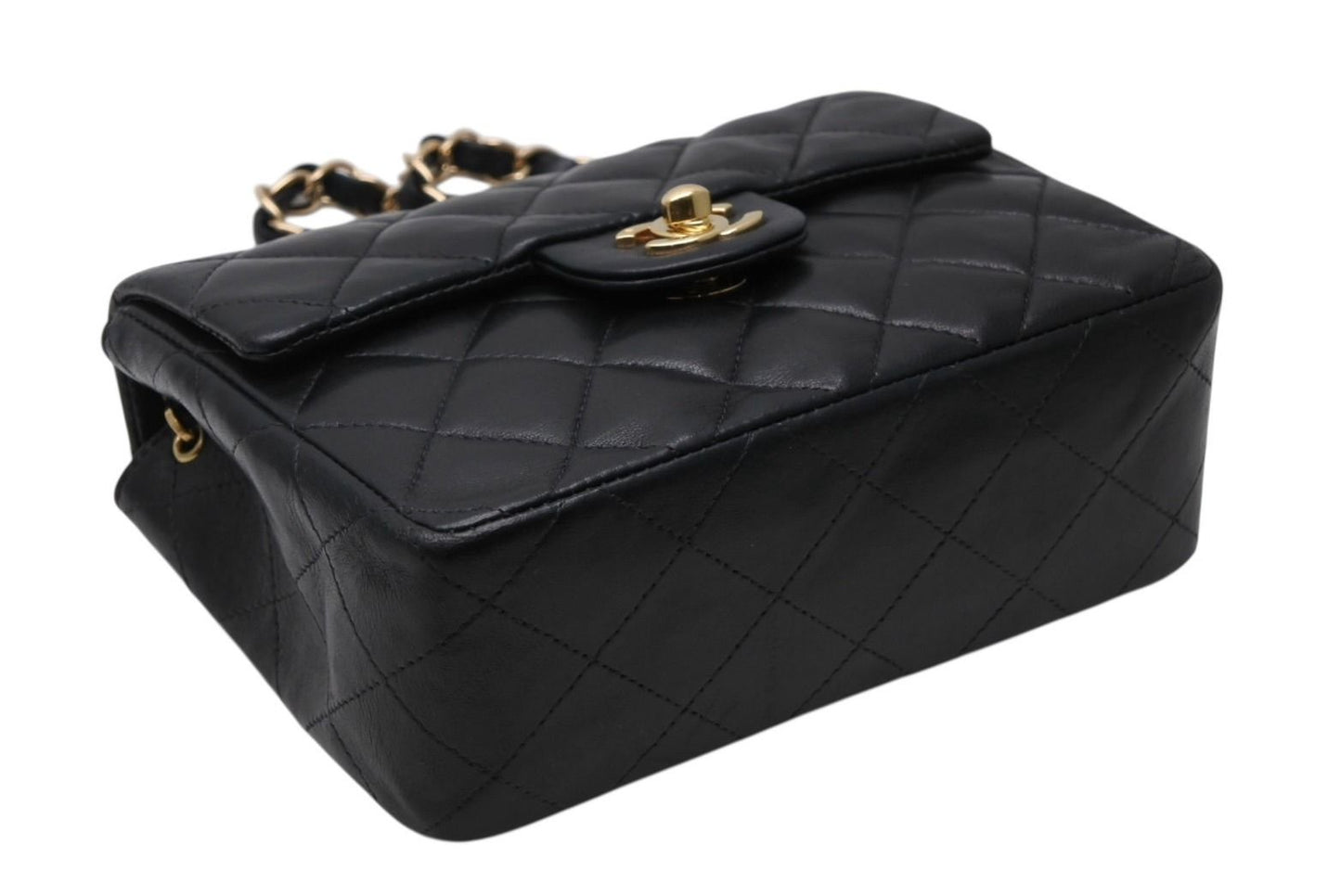 Chanel Mini Quilted 17 S Flap S Chain Shoulder Bag CC Logo Lambskin Black — view 5