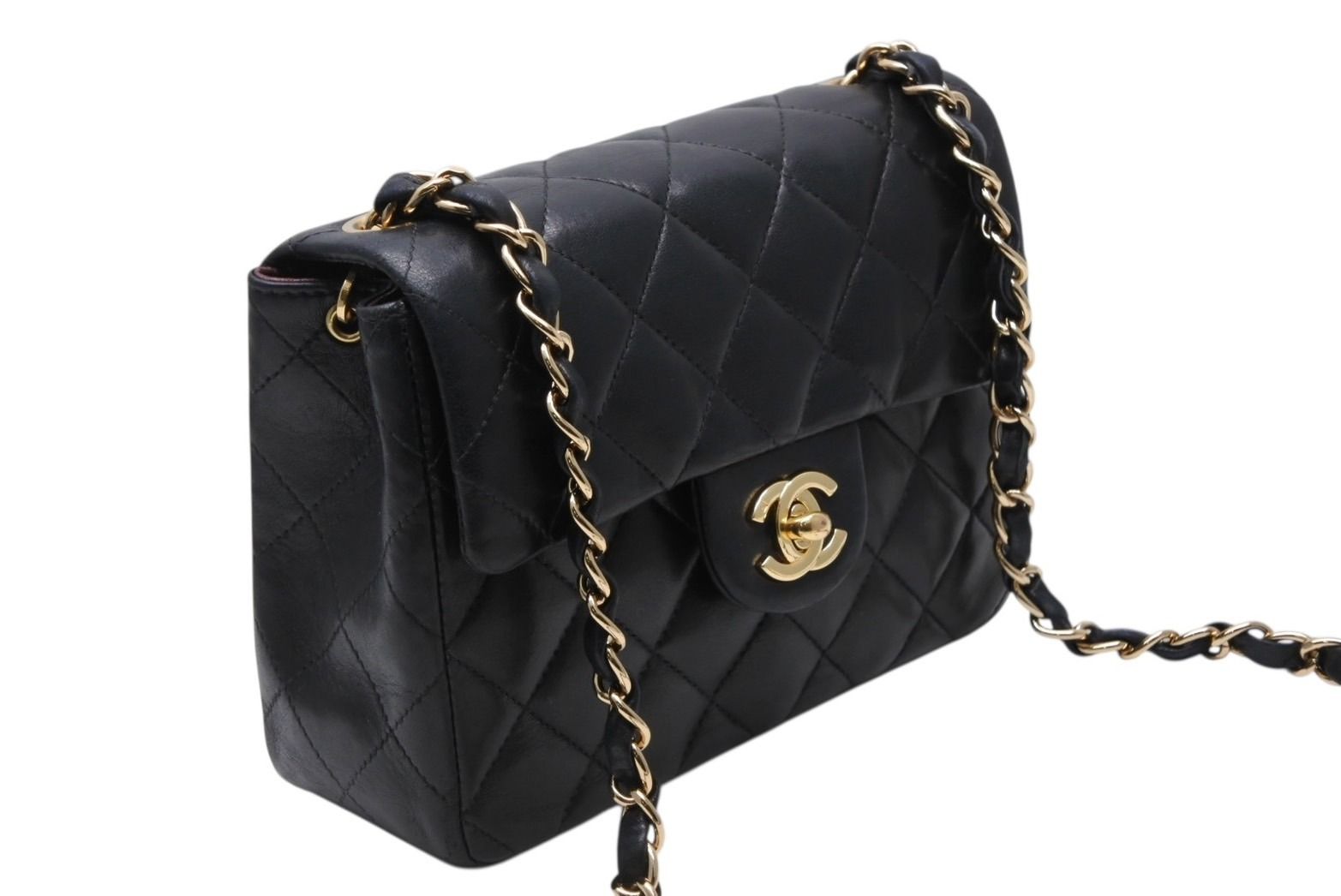 Chanel Mini Quilted 17 S Flap S Chain Shoulder Bag CC Logo Lambskin Black — view 3