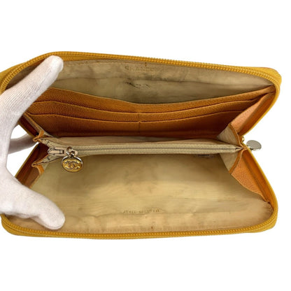 Chanel CC Logo Yellow Leather Wallet — view 4