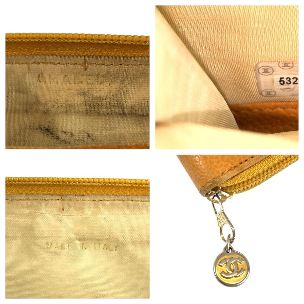 Chanel CC Logo Yellow Leather Wallet — view 3