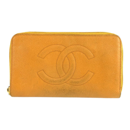 Chanel CC Logo Yellow Leather Wallet