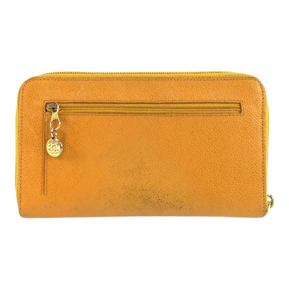 Chanel CC Logo Yellow Leather Wallet — view 2