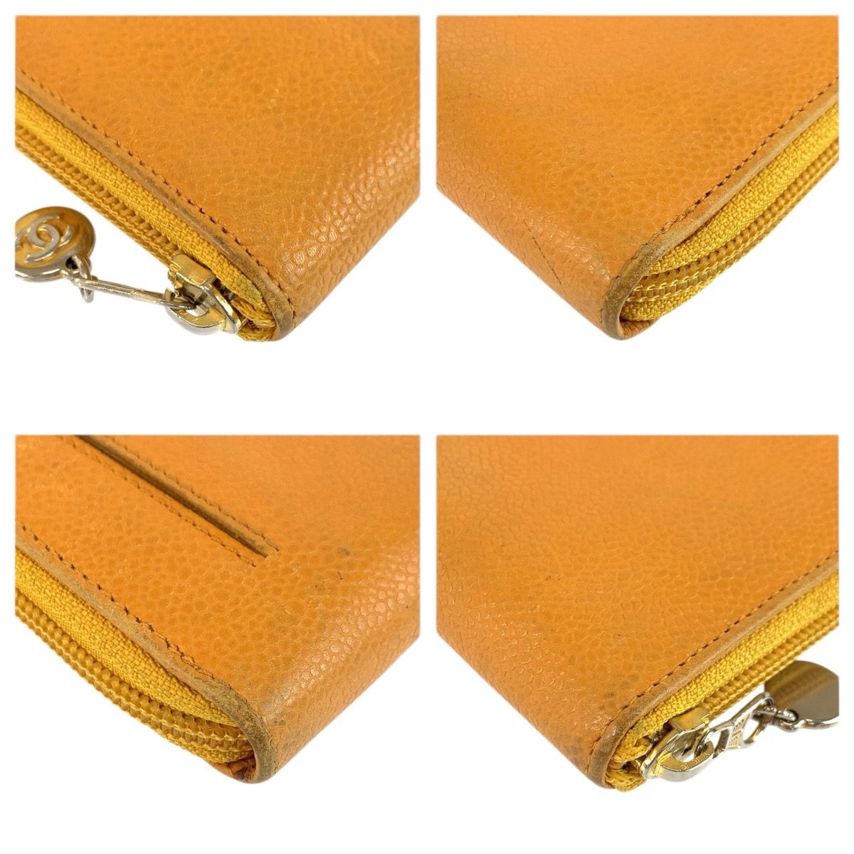 Chanel CC Logo Yellow Leather Wallet — view 6