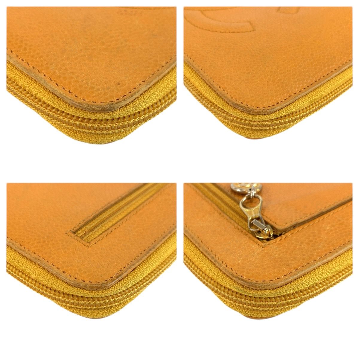 Chanel CC Logo Yellow Leather Wallet — view 7