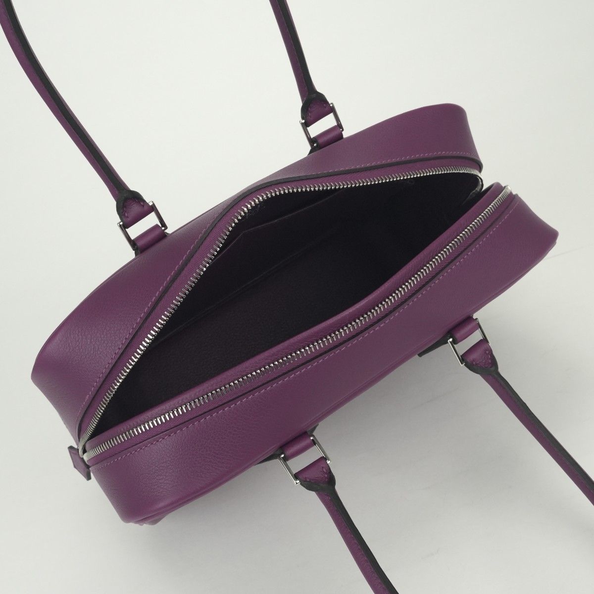 Hermes Plume 28 Tote Evercolor Anemone Pink Purple Silver Handbag — view 8