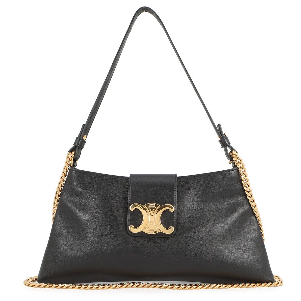 Celine Handbag Triomphe Wiltern Clutch Leather Black