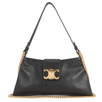 Celine Handbag Triomphe Wiltern Clutch Leather Black