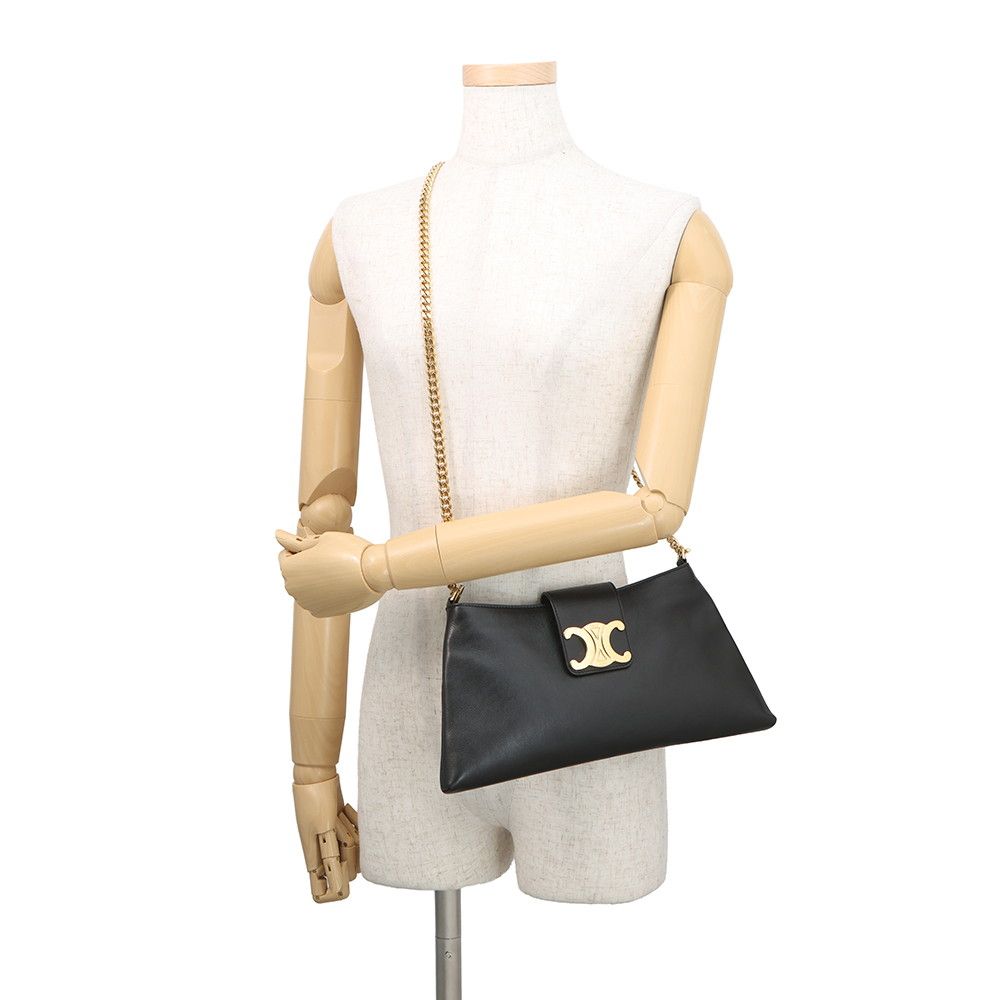 Celine Handbag Triomphe Wiltern Clutch Leather Black — view 5