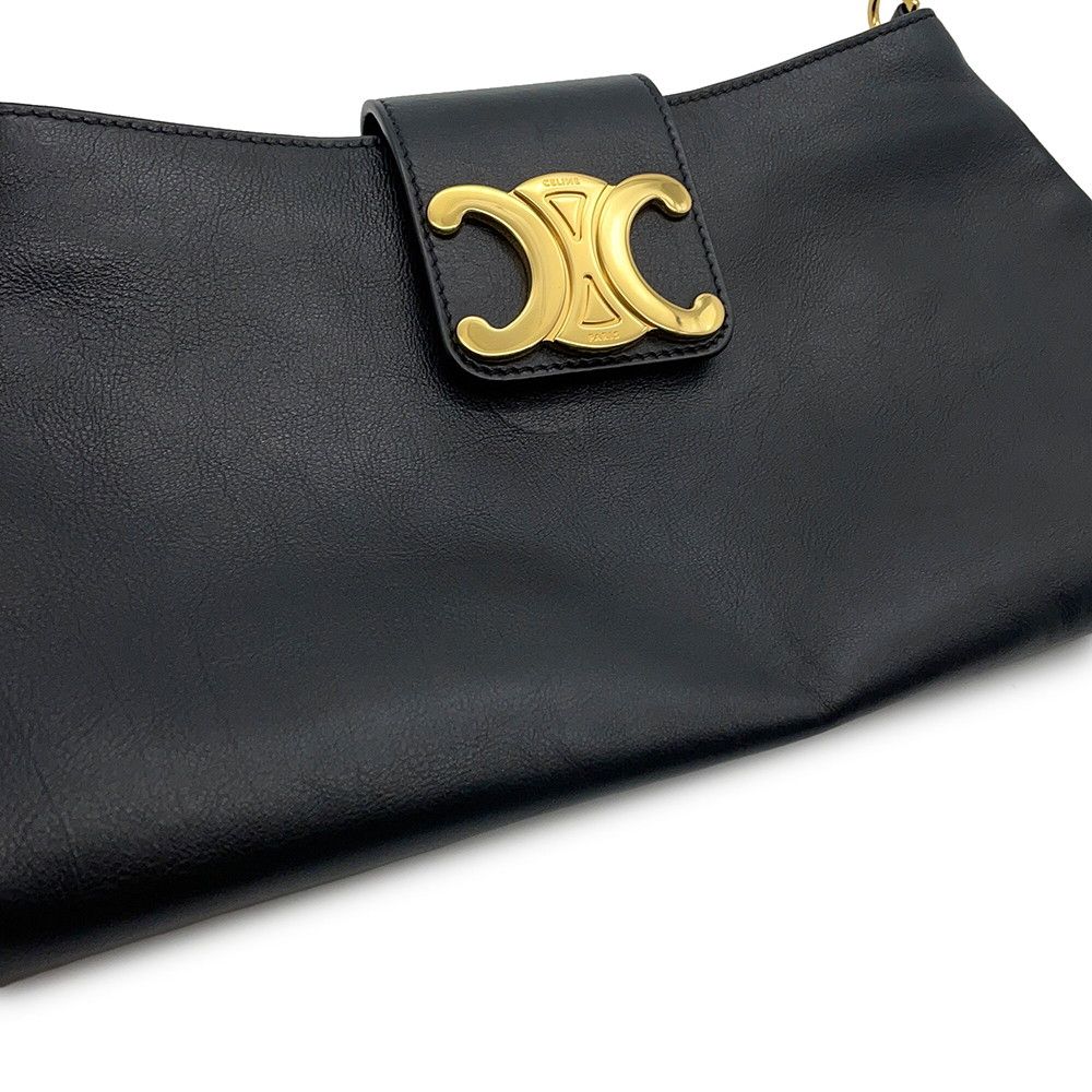Celine Handbag Triomphe Wiltern Clutch Leather Black — view 7
